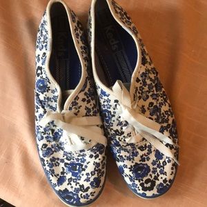 Ladies Keds Blue Blossoms Sneakers Size 8